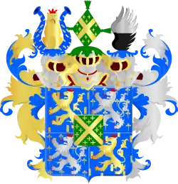 Het wapen van Merenberg als hartschild op het wapen van de graven van Nassau en Saarbrücken