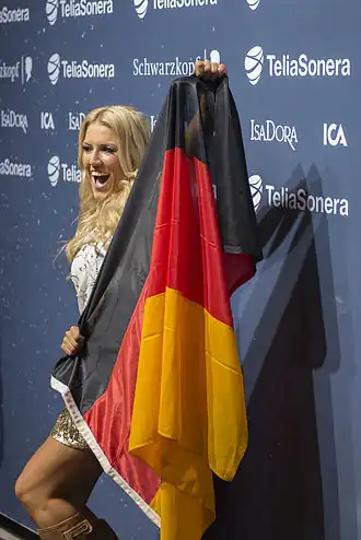 Natalie Horler tijdens het Eurovisiesongfestival 2013 in Malmö