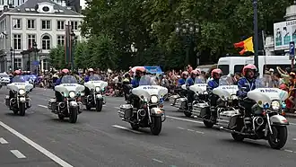 Belgische politie tijdens de nationale feestdag van België 2018 in Brussel