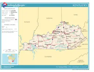 Kaart van Commonwealth of Kentucky