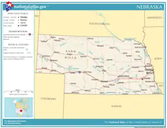 Kaart van State of Nebraska