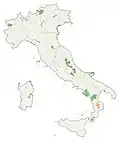 ligging van het nationaal park (oranje) in Italië