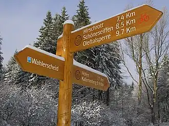 Wegwijzer bij Wahlerscheid