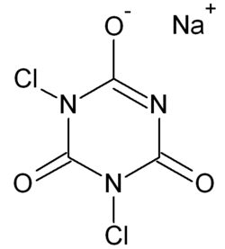 Structuurformule van natriumdichloorisocyanuraat