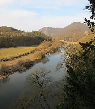 Berounka-rivier in natuurreservaat Týřov