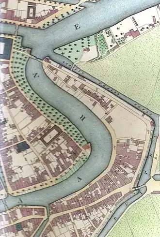 Een oostelijke close-up van de Stadsbuitensingel met onder andere de Papentorensingel, Gedempte Oostersingelgracht en Herensingel