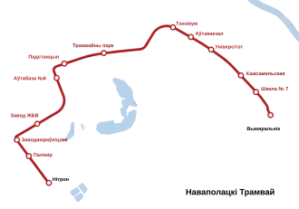 Netwerkkaart van de Tram van Navapolatsk