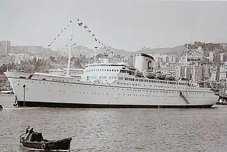 Bianca C. tijdens haar eerste vaart voor de Costa, voor de kust van Genova in 1959