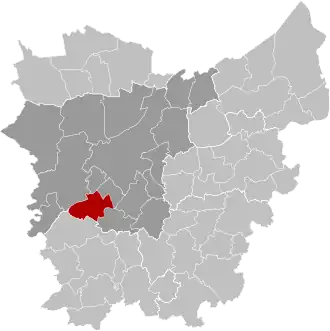 Ligging van Nazareth binnen het arrondissement Gent in de provincie Oost-Vlaanderen