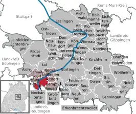 Kaart van Neckartenzlingen