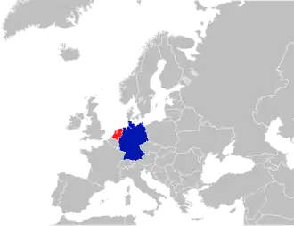 Kaart met daarop Nederland en Duitsland
