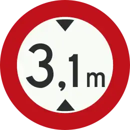 C19: Gesloten voor voertuigen die, met inbegrip van de lading, hoger zijn dan op het bord is aangegeven (34)[7]