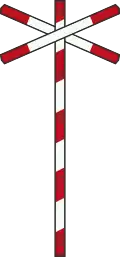 Bord J12: enkel andreaskruis (bij enkelspoor)