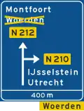 K9: Omleiding. Maatregel op voorwegwijzer langs niet-autosnelweg