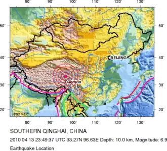Epicentrum van de beving