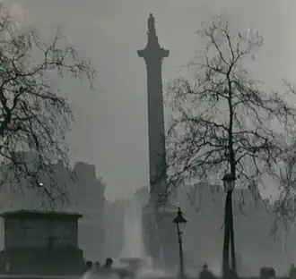 Nelson Column tijdens de Grote Smog van 1952