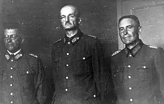 (links naar rechts) Friedrich Stephan, Werner von Erdmannsdorff, en Heinz Kattner