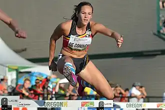 In actie tijdens de WK voor junioren in 2014.