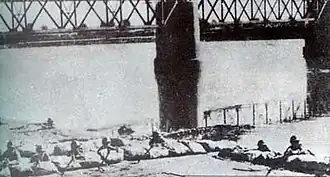 Gevechten tussen Japan en China om de controle van een brug over de Nen bij Jiangqiao uit oktober 1931, tijdens het Mantsjoerije-incident