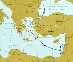 Traject van de Tiger Hill van Constanța naar Tel Aviv