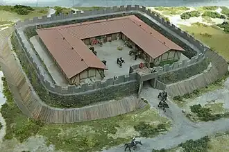 Maquette van het Romeinse fort bij Ockenburgh.