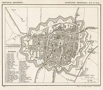 Plattegrond van Groningen in 1866.