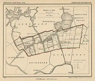 Ofwegen op een kaart van de voormalige gemeente Woubrugge uit 1867.