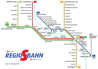 Lijnennetkaart Regio-S-Bahn Bremen