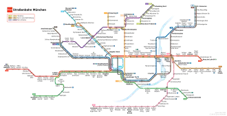 Netwerkkaart van de Tram van München