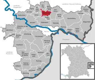 Kaart van Neukirchen vorm Wald