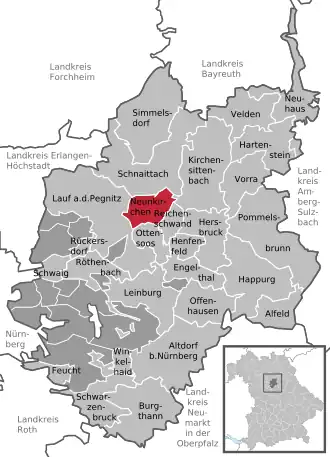 Kaart van Neunkirchen am Sand