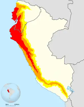 Getroffen gebieden in Peru en Ecuador