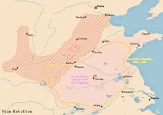 gele stippellijn, regio van de rebellie