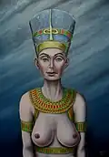 Nefertiti (de schone is gekomen) ( olieverfschilderij op paneel)