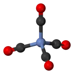 Molecuulmodel van nikkeltetracarbonyl