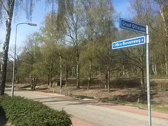 De Nico Bovenweg in Oosterbeek. De naam is een samenstelling van Bovens echte- en verzetsnaam