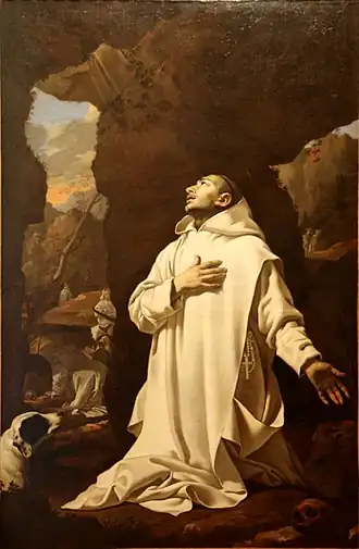 De heilige Bruno bidt in het woeste landschap (1638), Nicolas Mignard, Musée Calvet (Avignon)