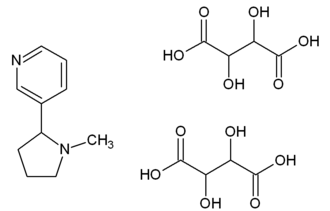 Structuurformule van nicotinebitartraat