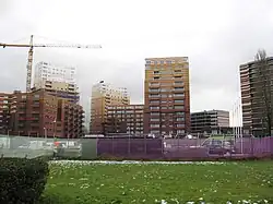 bouw van nieuw winkelcentrum Waterlandplein