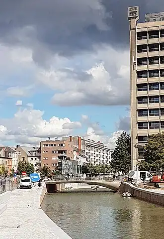 De Nieuwbrug over de pas geopende Reep (Samenvloeiing Schelde-Leie)