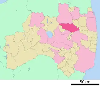 Situering van Nihonmatsu in de prefectuur Fukushima