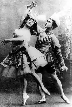 Anna Pavlova als Armide en Vaslav Nijinsky als haar slaaf (1909)