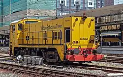 Loc 302282 van Strukton (ex-NS 2282) als VideoSchouwTrein te Nijmegen; 4 juli 2014.