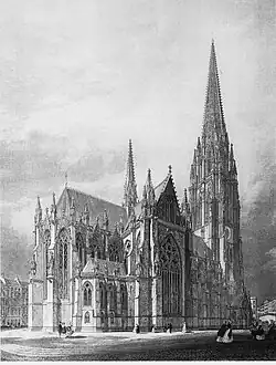 Ontwerp voor de neogotische kerk door George Gilbert Scott uit 1846