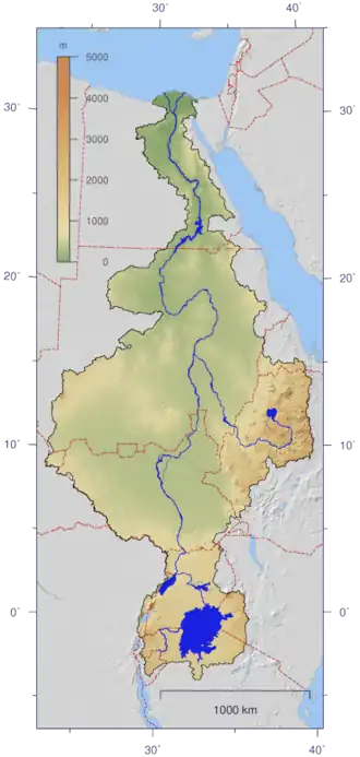 Het stroomgebied van de Nijl.