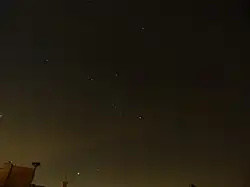 Orion zoals met het blote oog te zien met rechtsboven de Stier en linksonder Sirius