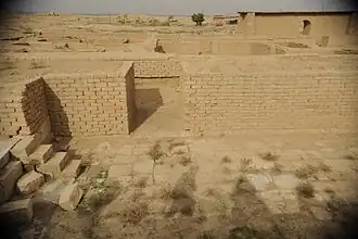 Opgegraven ruïnes van de antieke stad Kalhu (of Nimrud) in het noorden van Irak. In 2015 werd de site door Islamitische Staat vernield.
