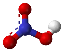 Molecuulmodel van salpeterzuur