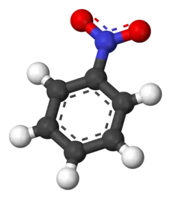 Molecuulmodel van nitrobenzeen