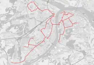 Routekaart van de Trams van Nizjni Novgorod